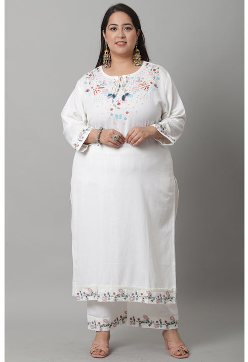 Pure Cotton Hand Work Kurta Set With Dupatta