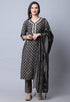 Grey Muslin Jaipuri Embroidered Kurta Set With Dupatta