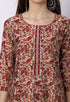 Maroon & Beige Muslin Printed Kurta Set With Dupatta