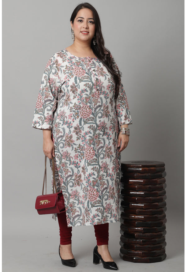 Pure Cambric Cotton Jaipuri Printed Kurti