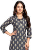 Grey Pure Cambric Cotton Jaipuri Printed Kurti