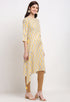 Off-White And Yellow Pure Cambric Cotton Jaipuri Printed Kurti
