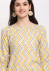Off-White And Yellow Pure Cambric Cotton Jaipuri Printed Kurti