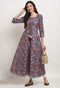 Purple Pure Cambric Cotton Jaipuri Floral Printed Kurti