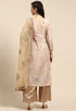 Beige Pure Muslin Embroidered Salwar Suit Material