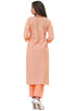 Orange And White Pure Cambric Cotton Embroidered Kurta With Pant