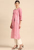 Pink Pure Cambric Cotton Embroidered Kurti