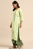 Green Pure Cambric Cotton Embroidered Kurti