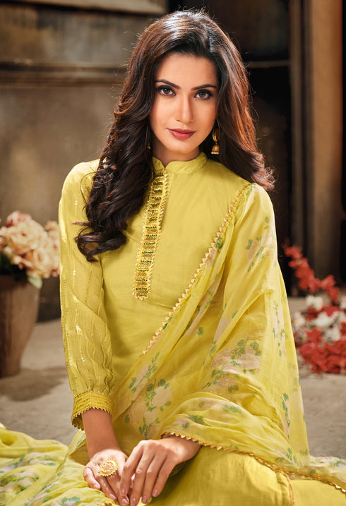 Yellow Modal Silk Solid Salwar Suit Material