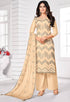 Beige Pure Jam Cotton Embroidered Salwar Suit Material