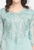 Sky Blue Cotton Embroidered Unstitched Salwar Suit Material