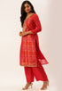 Red Banarasi silk Printed Unstitched Salwar Suit Material