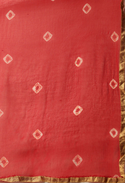 Red Banarasi silk Printed Unstitched Salwar Suit Material