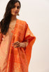 Peach Heavy Silk Banarasi Weaving Work Unstitched Salwar Suit Material