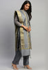 Grey Heavy Silk Banarasi Weaving Work Unstitched Salwar Suit Material