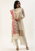 Beige Heavy Silk Banarasi Weaving Work Unstitched Salwar Suit Material - Rajnandini
