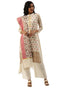 Beige Heavy Silk Banarasi Weaving Work Unstitched Salwar Suit Material - Rajnandini