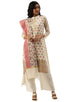 Beige Heavy Silk Banarasi Weaving Work Unstitched Salwar Suit Material - Rajnandini