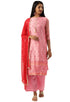 Baby Pink Heavy Silk Banarasi Weaving Work Unstitched Salwar Suit Material - Rajnandini