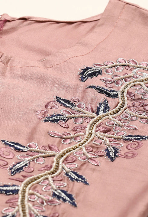 Pink Pure Cotton Embroidered Semi-Stitched Salwar Suit Material