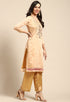 Peach Chanderi Silk Embroidered Semi-Stitched Salwar Suit Material