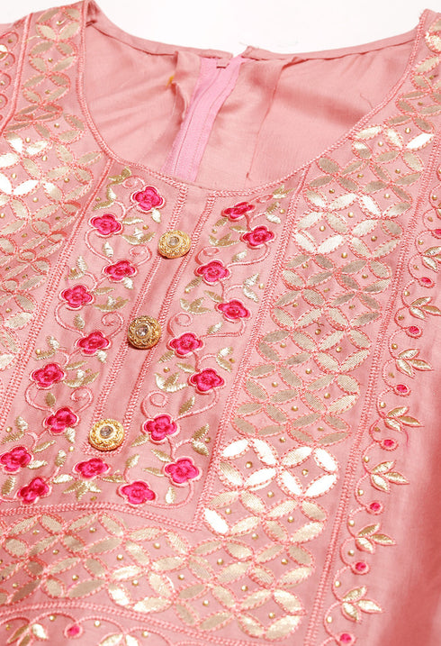 Pink Pure Cotton Embroidered Unstitched Salwar Suit Material