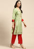 Green Pure Cotton Embroidered Unstitched Salwar Suit Material