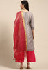 Grey Pure Cotton Embroidered Unstitched Salwar Suit Material
