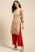 Tan Pure Cotton Embroidered Unstitched Salwar Suit Material