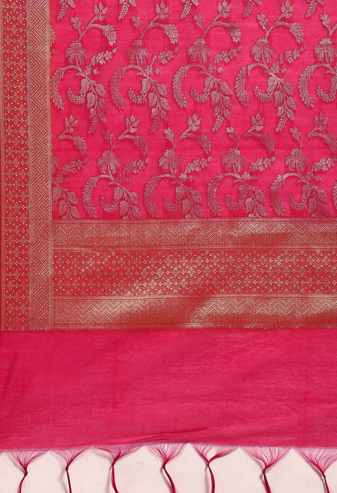 Light Blue Chanderi Silk Embellished Unstitched Salwar Suit Material