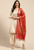 White Chanderi Silk Embellished Unstitched Salwar Suit Material