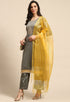 Grey Chanderi Silk Embellished Unstitched Salwar Suit Material
