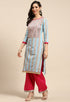 Sky Blue Cotton Embroidered Unstitched Salwar Suit Material