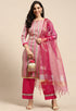 Pink Cotton Embroidered Unstitched Salwar Suit Material