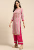 Pink Cotton Embroidered Unstitched Salwar Suit Material