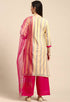 Beige Cotton Embroidered Unstitched Salwar Suit Material - Rajnandini