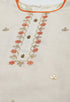 Beige And Orange Chanderi Silk Embroidered Unstitched Salwar Suit Material - Rajnandini