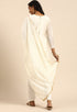 Off-White chanderi silk Embroidered Unstitched Salwar Suit Material