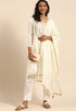 Off-White chanderi silk Embroidered Unstitched Salwar Suit Material