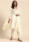 Off-White chanderi silk Embroidered Unstitched Salwar Suit Material