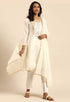 Off-White chanderi silk Embroidered Unstitched Salwar Suit Material