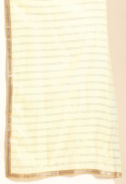 Light Yellow chanderi silk Embroidered Unstitched Salwar Suit Material