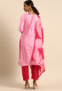 Pink Glass Cotton Embroidered Unstitched Salwar Suit Material
