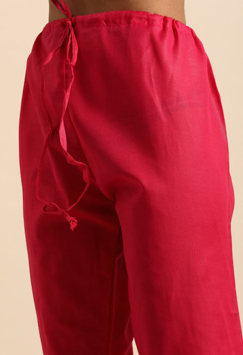 Pink Glass Cotton Embroidered Unstitched Salwar Suit Material