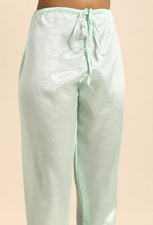 Turquoise chanderi silk Embroidered Unstitched Salwar Suit Material