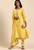 Yellow chanderi silk Embroidered Unstitched Salwar Suit Material
