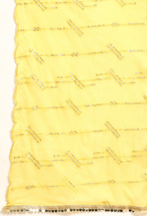 Yellow chanderi silk Embroidered Unstitched Salwar Suit Material
