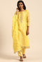 Yellow chanderi silk Embroidered Unstitched Salwar Suit Material