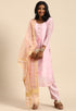 Pink chanderi silk Embroidered Unstitched Salwar Suit Material