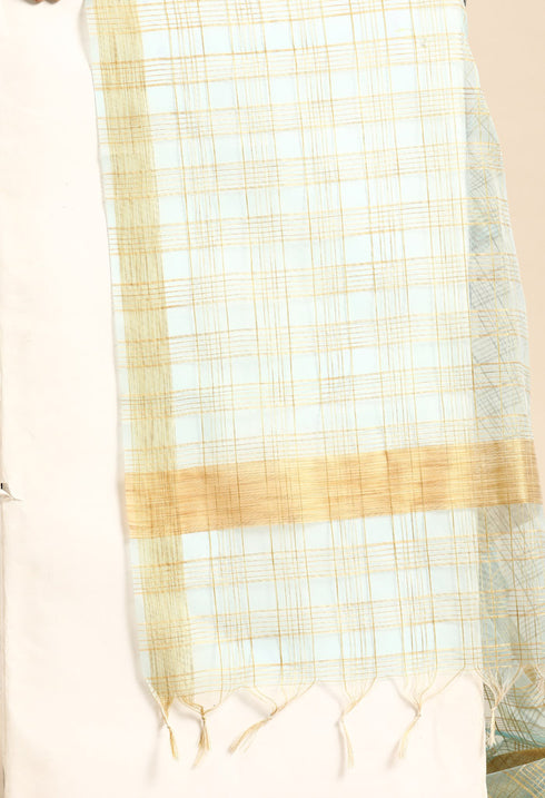 Sky Blue chanderi silk Embroidered Unstitched Salwar Suit Material